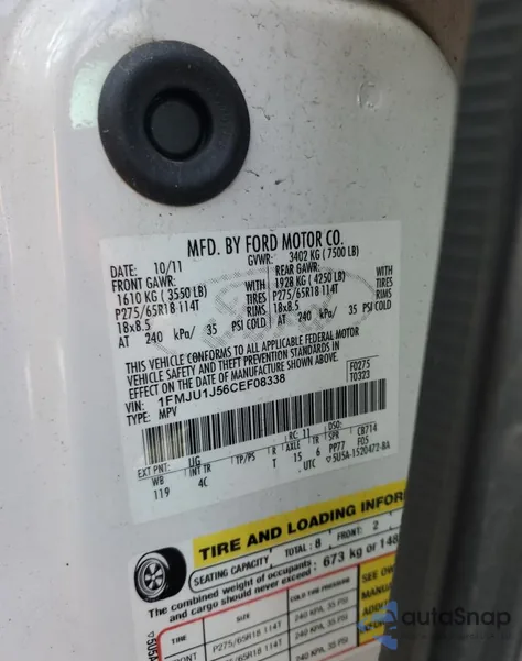 2012 Ford Expedition Xlt from USA, damaged, VIN 1FMJU1J56CEF08338